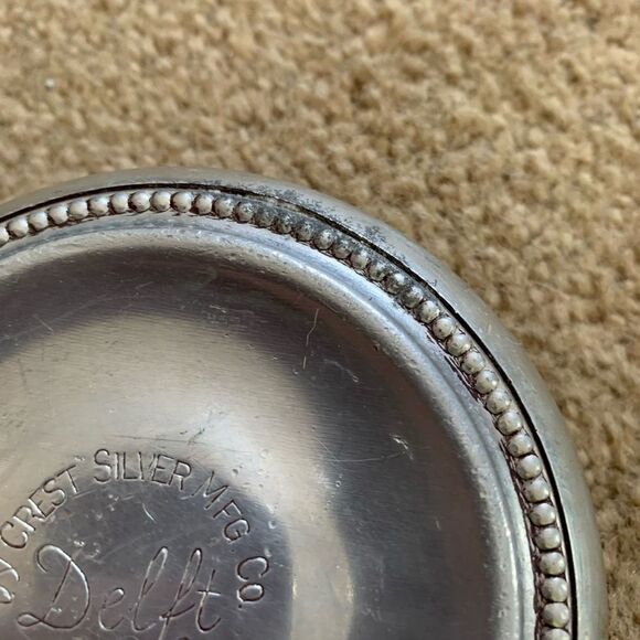 2 Delft Mid Century Aluminum Drink Coasters Crest Silver Mfg. - Picture 6 of 8